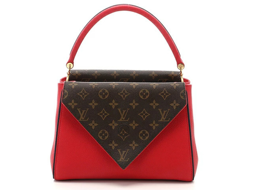 LOUIS VUITTON Shoulder Bag Double V Monogram Calf Ruby